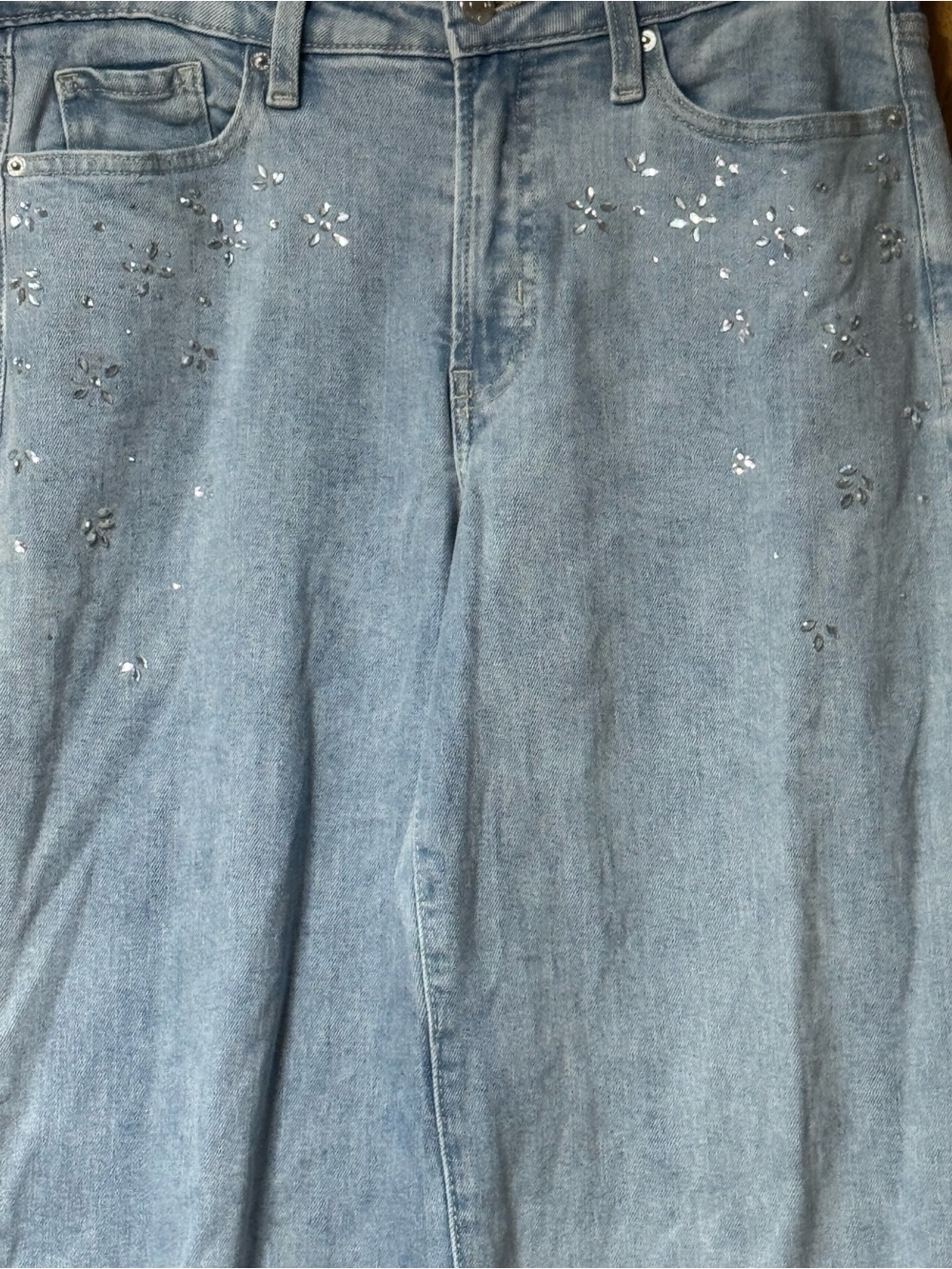 Old Navy High-Waisted O.G. Loose Rhinestone-Embellished Jeans in a light wash - Picture 9 of 9